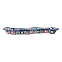 A picture of a Polish Pottery Curved Olive Boat (Floral Fairway) | NDA132-42 as shown at PolishPotteryOutlet.com/products/curved-olive-boat-floral-fairway-nda132-42