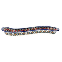 A picture of a Polish Pottery Curved Olive Boat (Garden Breeze) | NDA132-A48 as shown at PolishPotteryOutlet.com/products/curved-olive-boat-garden-breeze-nda132-48