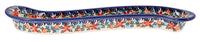 A picture of a Polish Pottery Curved Olive Boat (Meadow in Bloom) | NDA132-A54 as shown at PolishPotteryOutlet.com/products/curved-olive-boat-meadow-in-bloom-nda132-a54