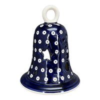 A picture of a Polish Pottery Large Bell Luminary (Dot to Dot) | NDA138-22 as shown at PolishPotteryOutlet.com/products/large-bell-luminary-dot-to-dot-nda138-22