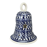 A picture of a Polish Pottery Large Bell Luminary (Tulip Path) | NDA138-25 as shown at PolishPotteryOutlet.com/products/large-bell-luminary-tulip-path-nda138-25