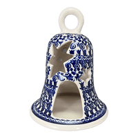 A picture of a Polish Pottery Large Bell Luminary (Tulip Path) | NDA138-25 as shown at PolishPotteryOutlet.com/products/large-bell-luminary-tulip-path-nda138-25
