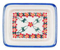 A picture of a Polish Pottery 5.5" x 4.75" Butter Dish (Red Lattice) | NDA14-20 as shown at PolishPotteryOutlet.com/products/butter-dish-red-lattice
