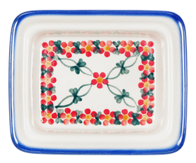 Polish Pottery 5.5" x 4.75" Butter Dish (Red Lattice) | NDA14-20 Additional Image at PolishPotteryOutlet.com