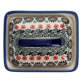 Polish Pottery 5.5" x 4.75" Butter Dish (Garden Breeze) | NDA14-A48 Additional Image at PolishPotteryOutlet.com