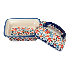 Polish Pottery 5.5" x 4.75" Butter Dish (Meadow in Bloom) | NDA14-A54 Additional Image at PolishPotteryOutlet.com