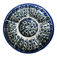 A picture of a Polish Pottery Divided Serving Dish (Blue Cascade) | NDA172-A31 as shown at PolishPotteryOutlet.com/products/divided-serving-dish-blue-cascade-nda172-31