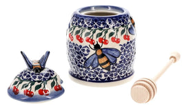 Polish Pottery Honey Jar (Cherries Jubilee) | NDA18-29 Additional Image at PolishPotteryOutlet.com