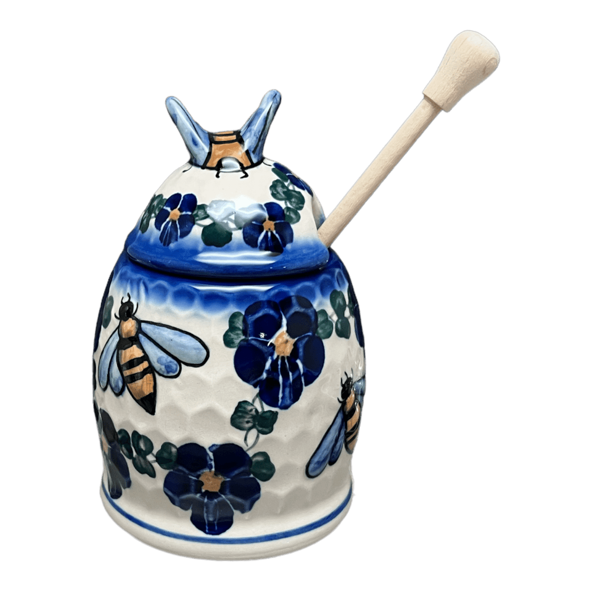 Jar, Honey, 5" in "Blue Tethered Blossoms" by Andy | NDA18-4