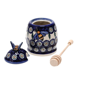 Polish Pottery Honey Jar (Peacock) | NDA18-43 Additional Image at PolishPotteryOutlet.com