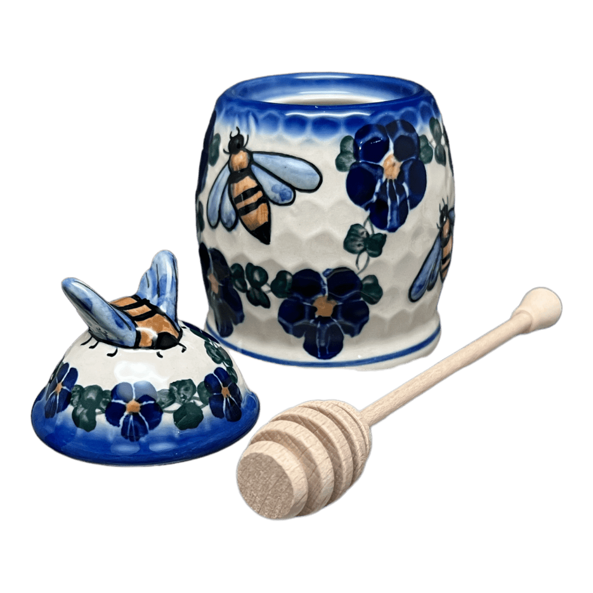 Jar, Honey, 5" in "Blue Tethered Blossoms" by Andy | NDA18-4