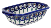 A picture of a Polish Pottery Small Bread Baker (Peacock) | NDA180-43 as shown at PolishPotteryOutlet.com/products/small-bread-baker-peacock