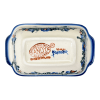A picture of a Polish Pottery Small Bread Baker (Blue Bouquet) | NDA180-7 as shown at PolishPotteryOutlet.com/products/small-bread-baker-blue-bouquet-nda180-7