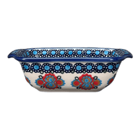 A picture of a Polish Pottery Small Bread Baker (Polish Bouquet) | NDA180-82 as shown at PolishPotteryOutlet.com/products/small-bread-baker-polish-bouquet-nda180-82