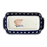 A picture of a Polish Pottery Medium Bread Baker (Dot to Dot) | NDA181-22 as shown at PolishPotteryOutlet.com/products/medium-bread-baker-dot-to-dot-nda181-22
