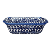 A picture of a Polish Pottery Medium Bread Baker (Tulip Path) | NDA181-25 as shown at PolishPotteryOutlet.com/products/medium-bread-baker-tulip-path-nda181-25