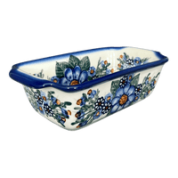 A picture of a Polish Pottery Medium Bread Baker (Blue Bouquet) | NDA181-7 as shown at PolishPotteryOutlet.com/products/medium-bread-baker-blue-bouquet-nda181-7