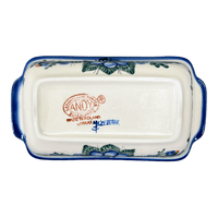 A picture of a Polish Pottery Medium Bread Baker (Blue Bouquet) | NDA181-7 as shown at PolishPotteryOutlet.com/products/medium-bread-baker-blue-bouquet-nda181-7