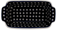 A picture of a Polish Pottery Large Bread Baker (Dot to Dot) | NDA182-22 as shown at PolishPotteryOutlet.com/products/large-bread-baker-dot-to-dot-nda182-22