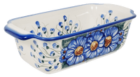 A picture of a Polish Pottery Andy Large Bread Baker (Bountiful Blue) | NDA182-36 as shown at PolishPotteryOutlet.com/products/large-bread-baker-bountiful-blue