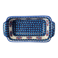 A picture of a Polish Pottery Large Bread Baker (Polish Bouquet) | NDA182-82 as shown at PolishPotteryOutlet.com/products/large-bread-baker-polish-bouquet-nda182-82