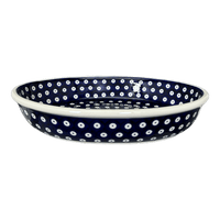 A picture of a Polish Pottery Oval Baker (Dot to Dot) | NDA187-22 as shown at PolishPotteryOutlet.com/products/oval-baker-dot-to-dot-nda187-22