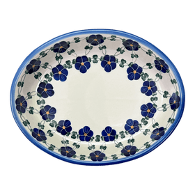 Polish Pottery Oval Baker (Blue Tethered Blossoms) | NDA187-4 Additional Image at PolishPotteryOutlet.com