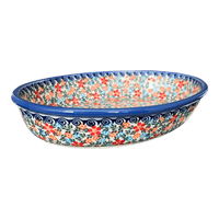 A picture of a Polish Pottery Oval Baker (Meadow in Bloom) | NDA187-A54 as shown at PolishPotteryOutlet.com/products/oval-baker-meadow-in-bloom-nda187-a54