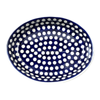 A picture of a Polish Pottery Oval Baker (Hello Dotty) | NDA187-A64 as shown at PolishPotteryOutlet.com/products/oval-baker-hello-dotty-nda187-64