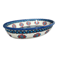 A picture of a Polish Pottery Oval Baker (Polish Bouquet) | NDA187-82 as shown at PolishPotteryOutlet.com/products/oval-baker-polish-bouquet-nda187-82