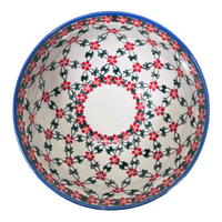 A picture of a Polish Pottery Deep 8.5" Bowl (Red Lattice) | NDA192-20 as shown at PolishPotteryOutlet.com/products/deep-8-5-bowl-red-lattice-nda192-20