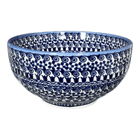 A picture of a Polish Pottery Deep 8.5" Bowl (Tulip Path) | NDA192-25 as shown at PolishPotteryOutlet.com/products/deep-8-5-bowl-tulip-path-nda192-25