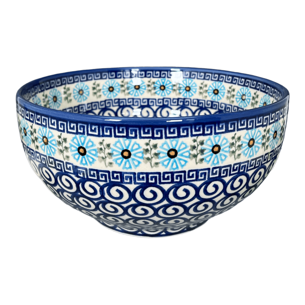 Bowl, Round, Deep, 8.5" in "Blue Daisy Spiral" by Andy | NDA192-38