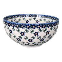 A picture of a Polish Pottery Deep 8.5" Bowl (Blue Lattice) | NDA192-6 as shown at PolishPotteryOutlet.com/products/deep-8-5-bowl-blue-lattice-nda192-6