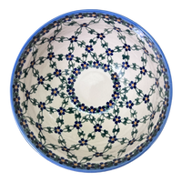 A picture of a Polish Pottery Deep 8.5" Bowl (Blue Lattice) | NDA192-6 as shown at PolishPotteryOutlet.com/products/deep-8-5-bowl-blue-lattice-nda192-6