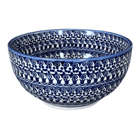 A picture of a Polish Pottery Deep 9" Bowl (Tulip Path) | NDA194-25 as shown at PolishPotteryOutlet.com/products/deep-9-bowl-tulip-path-nda194-25