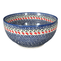 A picture of a Polish Pottery Deep 9" Bowl (Cherries Jubilee) | NDA194-29 as shown at PolishPotteryOutlet.com/products/deep-9-bowl-cherries-jubilee-nda194-29