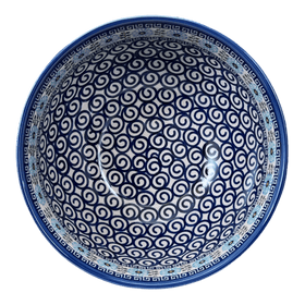 Polish Pottery Deep 9" Bowl (Blue Daisy Spiral) | NDA194-38 Additional Image at PolishPotteryOutlet.com