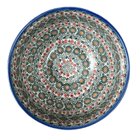 A picture of a Polish Pottery Deep 9" Bowl (Garden Breeze) | NDA194-A48 as shown at PolishPotteryOutlet.com/products/deep-9-bowl-garden-breeze-nda194-48