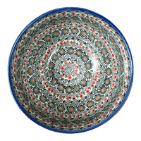 A picture of a Polish Pottery Bowl, Round, Deep, 9" in "Garden Breeze" by Andy | NDA194-A48 as shown at PolishPotteryOutlet.com/products/deep-9-bowl-garden-breeze-nda194-48