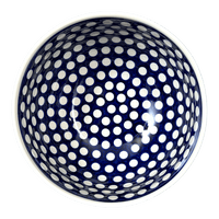 A picture of a Polish Pottery Deep 9" Bowl (Hello Dotty) | NDA194-A64 as shown at PolishPotteryOutlet.com/products/deep-9-bowl-hello-dotty-nda194-64