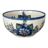 Polish Pottery Deep 9" Bowl (Blue Bouquet) | NDA194-7 at PolishPotteryOutlet.com