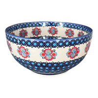 A picture of a Polish Pottery Deep 9" Bowl (Polish Bouquet) | NDA194-82 as shown at PolishPotteryOutlet.com/products/deep-9-bowl-polish-bouquet-nda194-82