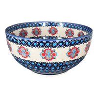 A picture of a Polish Pottery Bowl, Round, Deep, 9" in "Polish Bouquet" by Andy | NDA194-82 as shown at PolishPotteryOutlet.com/products/deep-9-bowl-polish-bouquet-nda194-82