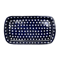 A picture of a Polish Pottery Shallow Serving Tray (Dot to Dot) | NDA210-22 as shown at PolishPotteryOutlet.com/products/shallow-serving-tray-dot-to-dot-nda210-22