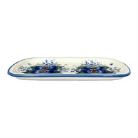 A picture of a Polish Pottery Shallow Serving Tray (Bountiful Blue) | NDA210-36 as shown at PolishPotteryOutlet.com/products/shallow-serving-tray-bountiful-blue-nda210-36