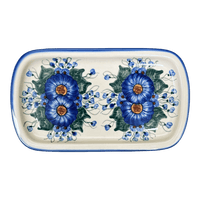 A picture of a Polish Pottery Shallow Serving Tray (Bountiful Blue) | NDA210-36 as shown at PolishPotteryOutlet.com/products/shallow-serving-tray-bountiful-blue-nda210-36
