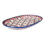 Plate, Oval, Shallow, 7" x 11" in "Red Lattice" by Andy | NDA245-20