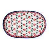 Plate, Oval, Shallow, 7" x 11" in "Red Lattice" by Andy | NDA245-20