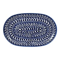 A picture of a Polish Pottery Shallow 7" x 11" Oval Plate (Tulip Path) | NDA245-25 as shown at PolishPotteryOutlet.com/products/shallow-7-x-11-oval-plate-tulip-path-nda245-25
